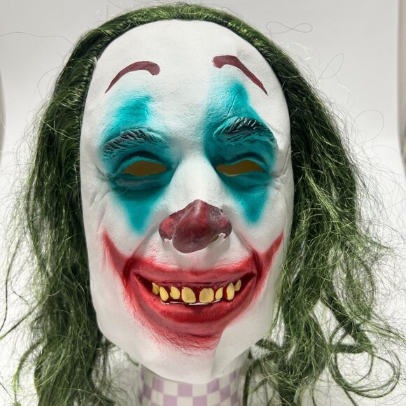 Joker Mask Scary Halloween Latex Masks Horror Clown Full Head Mask Adult size - Picture 2 of 4